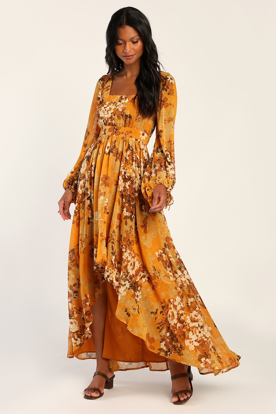 yellow floral maxi dress